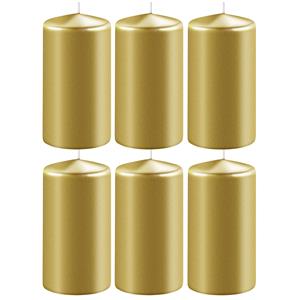 Enlightening Candles 6x Metallic gouden cilinderkaarsen/stompkaarsen 6 x 12 cm 45 branduren -