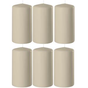 Enlightening Candles 6x Beige cilinderkaarsen/stompkaarsen 6 x 15 cm branduren -