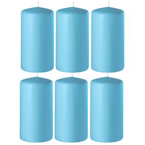 Enlightening Candles 6x Turquoise cilinderkaarsen/stompkaarsen 6 x 15 cm branduren -