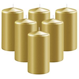 Enlightening Candles Cilinder/stompkaars - 6x - goud - D6 x H15 cm - branduur -