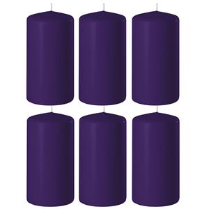Enlightening Candles 8x Paarse cilinderkaarsen/stompkaarsen 6 x 12 cm 45 branduren -