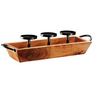 Vega Kandelaar Esilia; 48x15x12 cm (LxBxH); bruin/zwart; rechthoekig