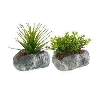 Decoratieve potjes Hinata 2-delig; 15x17 cm (LxB); antraciet
