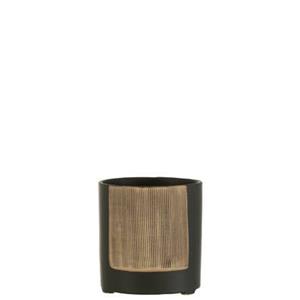 J-Line bloempot Maria Rond - keramiek - zwart - large - Ø 14.5 cm