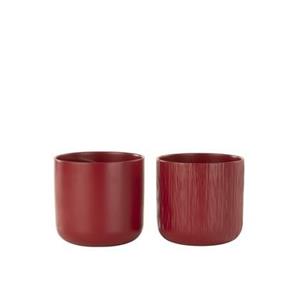 J-Line bloempot Gen - keramiek - rood - large - 2 stuks - Ø 18.5 cm