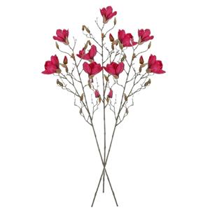 Mica Decorations Kunstbloem Magnolia tak - 3x - 88 cm - dieproze - Kunst zijdebloemen -