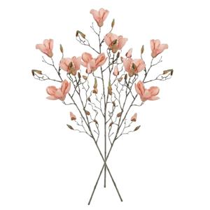 Mica Decorations Kunstbloem Magnolia tak - 3x - 88 cm - perzik roze - Kunst zijdebloemen -