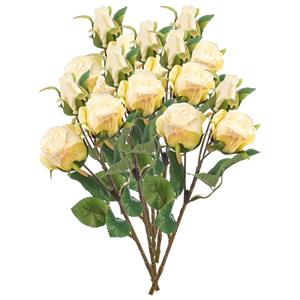 Emerald Kunstbloemen boeket Rozen - 8x - cm - creme wit - Kunst zijdebloemen -
