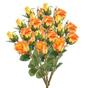 Emerald Kunstbloemen boeket Rozen - 8x - cm - oranje - Kunst zijdebloemen -