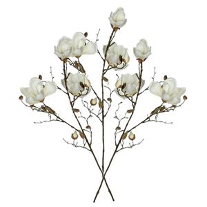 Mica Decorations Kunstbloem Magnolia tak - 3x - 90 cm - wit - Kunst zijdebloemen -