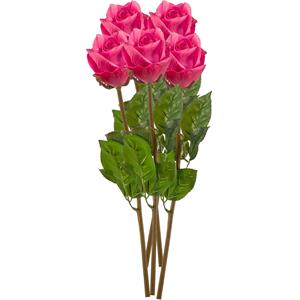 Emerald Kunstbloem Roos Bud tak - 5x - cm - fuchsia - Kunst zijdebloemen -