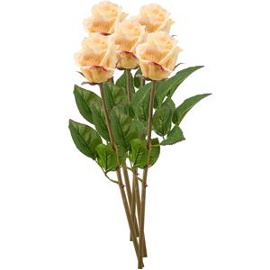 Emerald Kunstbloem Roos Bud tak - 5x - cm - licht geel - Kunst zijdebloemen -