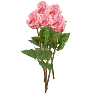 Emerald Kunstbloem Roos Bud tak - 5x - cm - roze - Kunst zijdebloemen -
