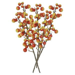 DK Design Kunstbloem fruit tak met appels - 5x - 66 cm - rood/groen - Kunst zijdebloemen -