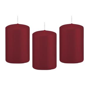 Trend Candles Cilinderkaars/stompkaars - 12x - bordeauxrood - 5 x 8 cm - 18 branduren -