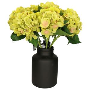 Mica Decorations Kunstbloemen boeket Hortensias - 8 stelen - groen - 51 cm - Kunst zijdebloemen -