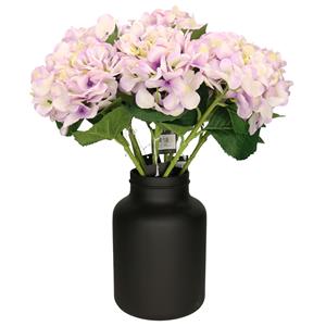 Mica Decorations Kunstbloemen boeket Hortensias - 8 stelen - lila paars - 51 cm - Kunst zijdebloemen -
