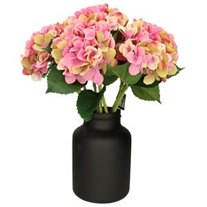 Mica Decorations Kunstbloemen boeket Hortensias - 8 stelen - roze - 51 cm - Kunst zijdebloemen -
