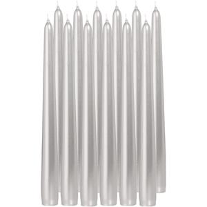 Trend Candles Dinerkaarsen/kandelaarkaarsen Cello - 24x stuks - zilver - Gotisch - 25 cm -