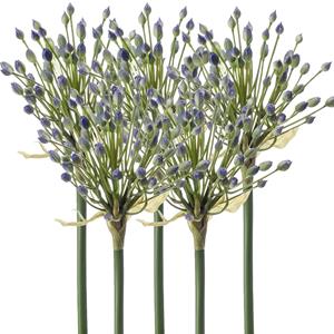Emerald Allium/Sierui kunstbloem - 5x - losse steel - blauw - 70 cm - Natuurlijke uitstraling -
