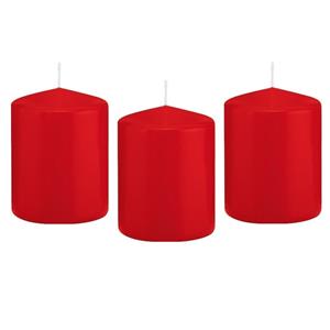 Trend Candles Cilinderkaars/stompkaars - 12x - rood - 6 x 8 cm - 29 branduren -