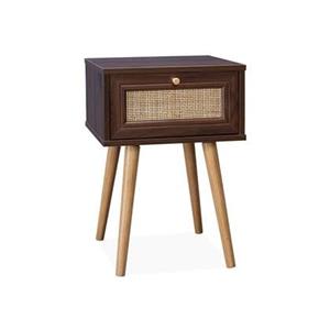 Sweeek  Nachtkastje met hout- en rietmotief, 1 lade