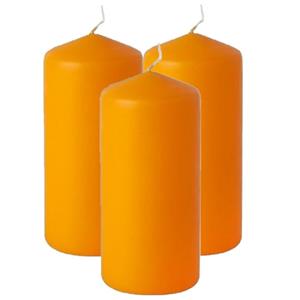 Merkloos 6x stuks stompkaarsen oranje 15 cm -