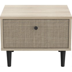 CALICOSY  Nachtkastje Saïgon - hout- en rietmotif