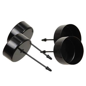 Othmar Decorations Theelichthouders instekers - 4x stuks - zwart - 5 cm - metaal - voor in kerststukje -