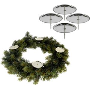 Merkloos Cepewa theelichthouders instekers - 4x - zilver - 6 cm -
