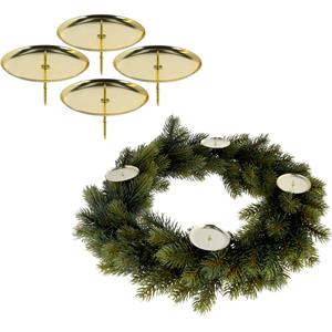 Merkloos 4x stuks theelichthouders instekers goud voor een kerststukje 6 cm -