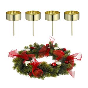 Cepewa 4x stuks theelichthouders instekers goud voor een kerststukje 7 cm -