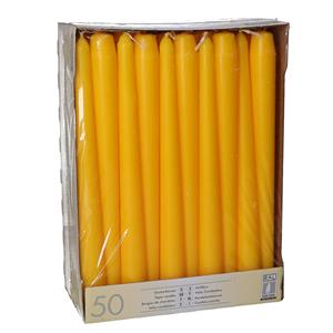 Conpax Candles Dinerkaarsen/kandelaarkaarsen Mega pack - 50x stuks - donkergeel - Gotisch - 25 cm -