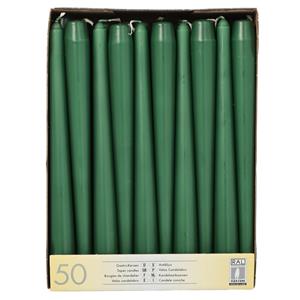 Conpax Candles Dinerkaarsen/kandelaarkaarsen Mega pack - 50x stuks - donkergroen - Gotisch - 25 cm -