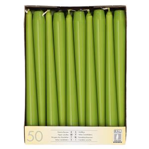 Conpax Candles Dinerkaarsen/kandelaarkaarsen Mega pack - 50x stuks - olijfgroen - Gotisch - 25 cm -