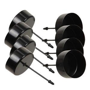 Othmar Decorations Theelichthouders instekers - 8x stuks - zwart - 5 cm - metaal - voor in kerststukje -