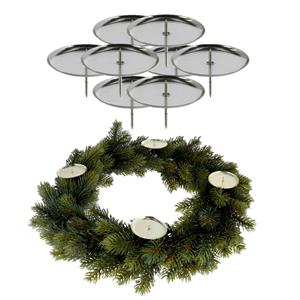 Cepewa 8x stuks theelichthouders instekers zilver voor een kerststukje 6 cm -
