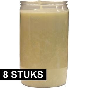 SPAAS 8x Witte grafkaarsen/gedenklichten 7 x 15 cm 6 dagen -
