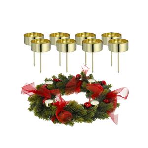 Cepewa 8x stuks theelichthouders instekers goud voor een kerststukje 7 cm -