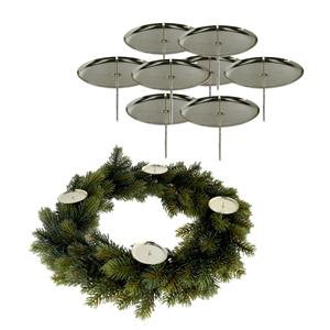 Cepewa 8x stuks theelichthouders instekers zilver voor een kerststukje 7,5 cm -