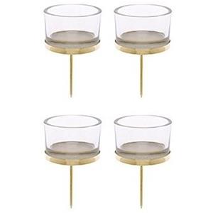 Merkloos Waxinelichthouders - 8x - goud - 9 x 4 cm - glas - kerststukje instekers voor kaarsjes -