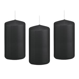 Trend Candles Cilinderkaars/stompkaars - 10x - zwart - 6 x 12 cm - branduren -