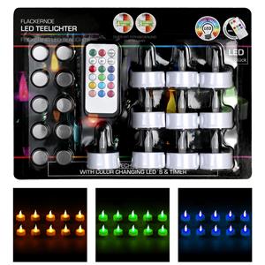 Cepewa LED theelichtjes -20x - gekleurd - 3,5 cm - afstandsbediening - waxinelichtjes -