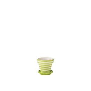 J-Line Flowerpot+Plate Granada Stripes Handmade+Painted Ceramic Gre
