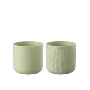 J-Line bloempot Gen - keramiek - pistache - large - 2 stuks - Ø 18.5 c