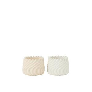 J-Line Bloempot Maris Cement Wit|Creme Small Assortiment Van 2