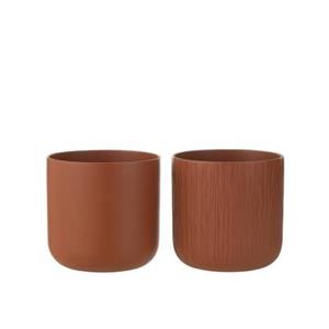 J-Line bloempot Gen - keramiek - bruin - XL - 2 stuks - Ø 20.5 cm