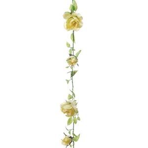 Louis Maes kunstplant bloemenslinger Rozen - geel/groen - 225 cm - kunstbloemen -