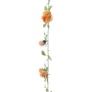 Louis Maes kunstplant bloemenslinger Rozen - zalmroze/groen - 225 cm - kunstbloemen -