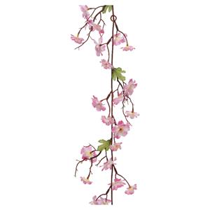Everlands Kunstbloem/bloesem takken slinger - roze - 187 cm -